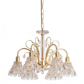 Vencha Lighting-Asfour Crystal Chandeliers-031-(B) 20" 6 Light - Chrome / Gold